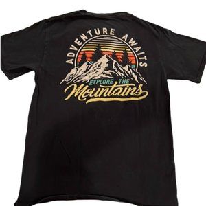 Men’s size S SCW midnight blue teeshirt. “Adventure Awaits Explore The Mountain”